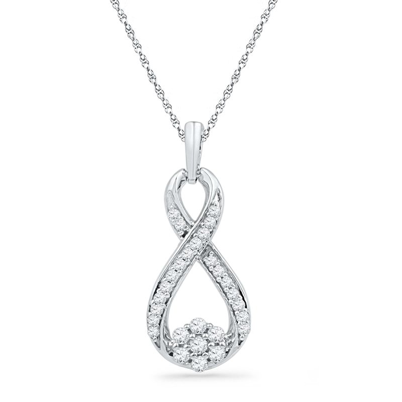 Main Image 1 of 1/4 CT. T.W. Multi-Diamond Infinity Pendant in 10K White Gold