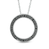 Black Diamond Accent Circle Pendant In Sterling Silver