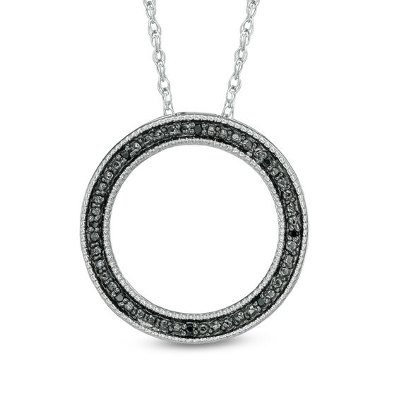 【BLACKPURPLE】[silver925] Luce Circle Pendant 8mm Black Diamond Accent Circle Pendant in Sterling Silver