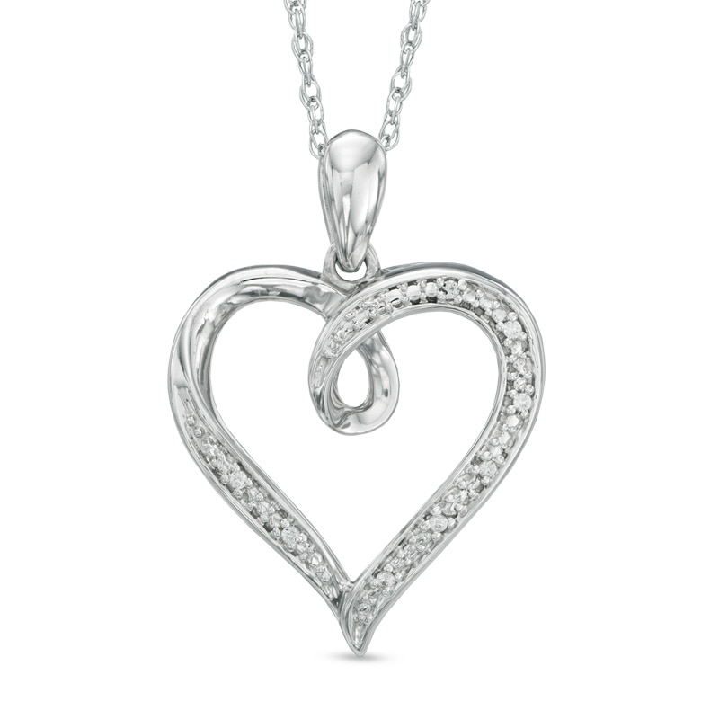 Main Image 1 of Diamond Accent Looping Heart Pendant in Sterling Silver