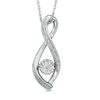 Diamond Accent Infinity With Cluster Pendant In Sterling Silver