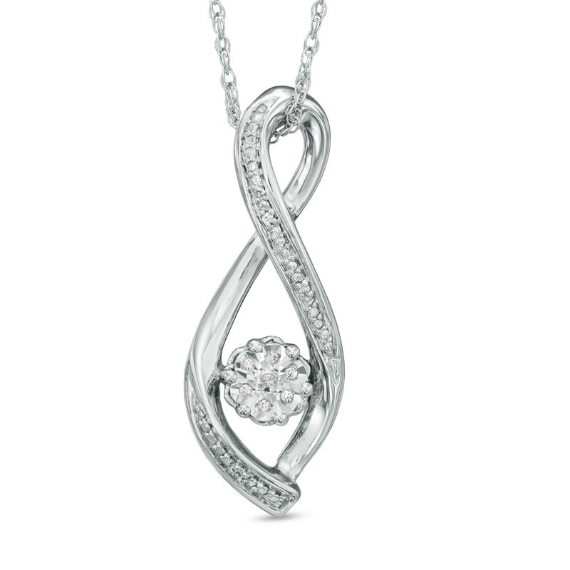 Main Image 1 of Diamond Accent Infinity with Cluster Pendant in Sterling Silver