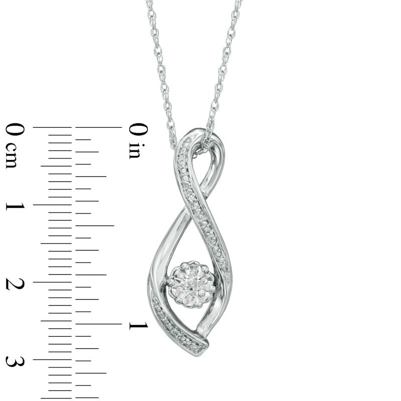 Main Image 2 of Diamond Accent Infinity with Cluster Pendant in Sterling Silver