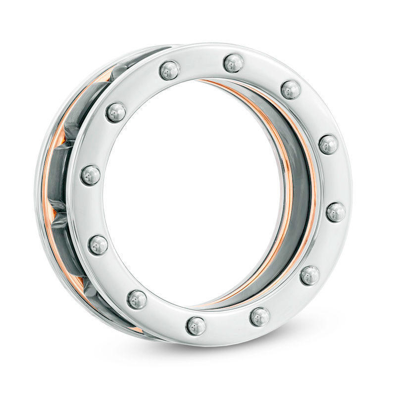 Men's Riveted Ring in Tri-Tone Stainless Steel - Size 10