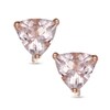 Thumbnail Image 1 of 5.0mm Trillion-Cut Morganite Solitaire Stud Earrings in 10K Rose Gold