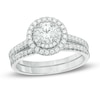 Thumbnail Image 0 of 1 CT. T.W. Certified Canadian Diamond Double Frame Bridal Set in 14K White Gold (I/I2)