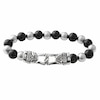 Thumbnail Image 1 of 10.0mm Black Agate and Stainless Steel Bead Bracelet - 8.5"