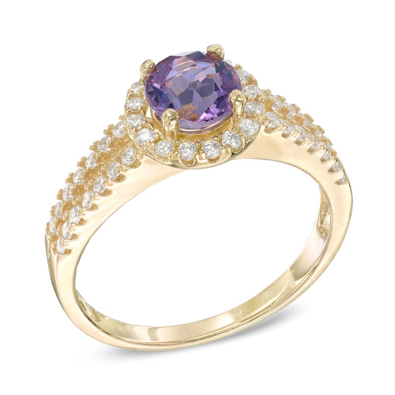6.0mm Amethyst and White Topaz Ring in 10K Gold
