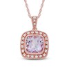 Thumbnail Image 0 of Rose de France Amethyst and Lab-Created White Sapphire Frame Pendant in Sterling Silver with 14K Rose Gold Plate