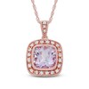 Thumbnail Image 1 of Rose de France Amethyst and Lab-Created White Sapphire Frame Pendant in Sterling Silver with 14K Rose Gold Plate