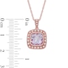 Thumbnail Image 1 of Rose de France Amethyst and Lab-Created White Sapphire Frame Pendant in Sterling Silver with 14K Rose Gold Plate