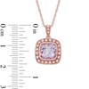 Thumbnail Image 2 of Rose de France Amethyst and Lab-Created White Sapphire Frame Pendant in Sterling Silver with 14K Rose Gold Plate