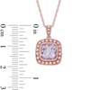 Thumbnail Image 1 of Rose de France Amethyst and Lab-Created White Sapphire Frame Pendant in Sterling Silver with 14K Rose Gold Plate