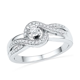 1/5 CT. T.W. Diamond Spiral Frame Promise Ring in Sterling Silver