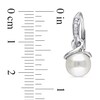 8.0 - 8.5mm Cultured Freshwater Pearl and Diamond Accent Drop Earrings in Sterling Silver
