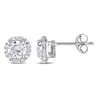 5.0mm Lab-Created White Sapphire and Diamond Accent Frame Stud Earrings in Sterling Silver