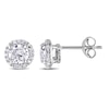 5.0mm Lab-Created White Sapphire And Diamond Accent Frame Stud Earrings In Sterling Silver