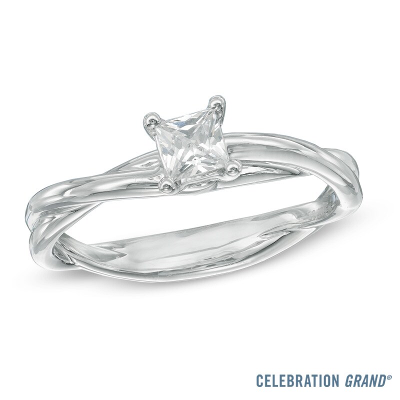 Main Image 1 of Celebration Ideal 3/8 CT. Princess-Cut Certified Diamond Solitaire Engagement Ring in 14K White Gold (I/I1)