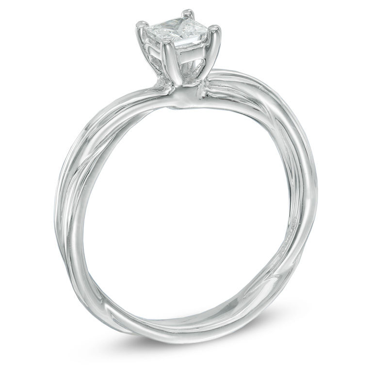 Main Image 2 of Celebration Ideal 3/8 CT. Princess-Cut Certified Diamond Solitaire Engagement Ring in 14K White Gold (I/I1)