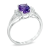 Thumbnail Image 1 of Oval Amethyst and 1/8 CT. T.W. Diamond Ring in 14K White Gold