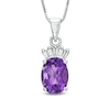 Thumbnail Image 0 of Oval Amethyst and Diamond Accent Pendant in 14K White Gold