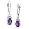 Oval Amethyst and 1/10 CT. T.W. Diamond Drop Earrings in 14K White Gold