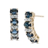 Thumbnail Image 1 of Oval Blue Sapphire and 1/8 CT. T.W. Diamond Drop Earrings in 14K Gold