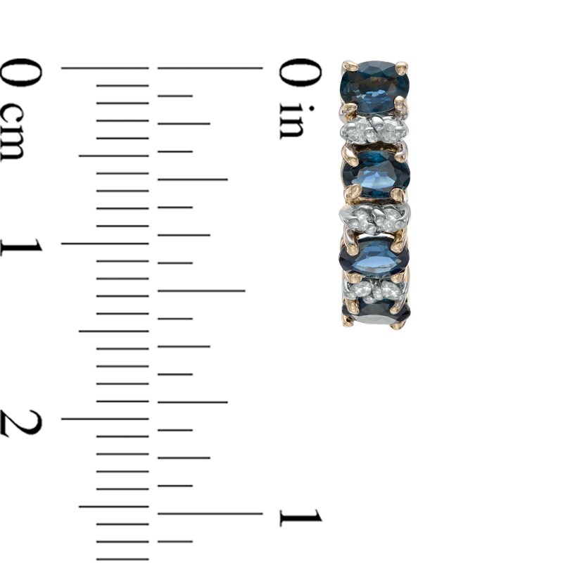 Main Image 2 of Oval Blue Sapphire and 1/8 CT. T.W. Diamond Drop Earrings in 14K Gold