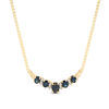 Thumbnail Image 1 of Oval Blue Sapphire and 1/8 CT. T.W. Diamond Five Stone Necklace in 14K Gold - 16"