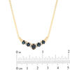 Thumbnail Image 2 of Oval Blue Sapphire and 1/8 CT. T.W. Diamond Five Stone Necklace in 14K Gold - 16"
