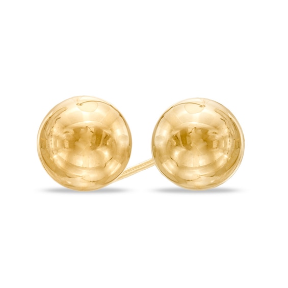 8.0mm Ball Stud Earrings In 14K Gold