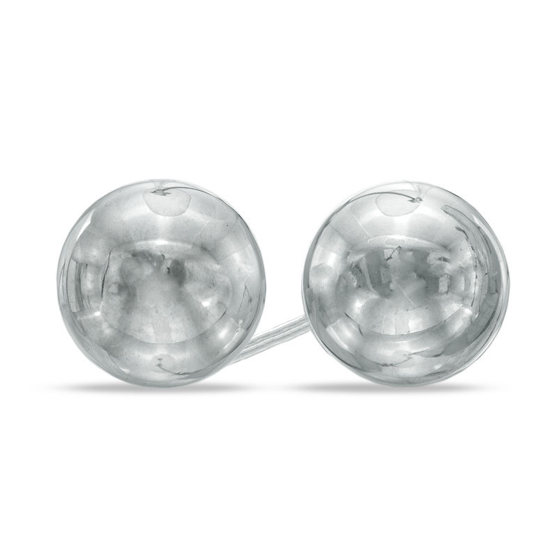 10.0mm Ball Stud Earrings in 14K White Gold