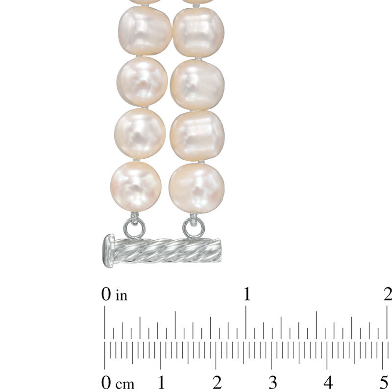 Main Image 4 of 8.5-9.5mm Freshwater Cultured Pearl Double Strand Bracelet with Sterling Silver Clasp-8.0"