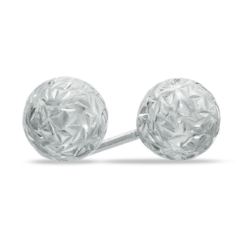 6.0mm Textured Ball Stud Earrings in 14K White Gold