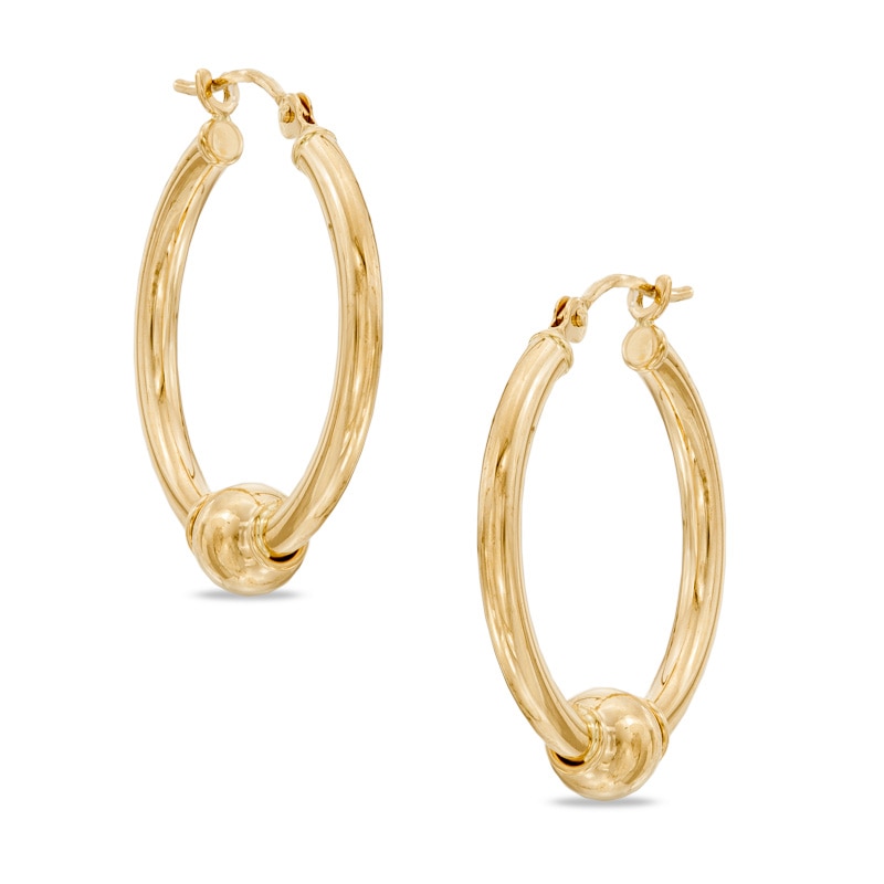 Bead Hoop Earrings in 14K Gold