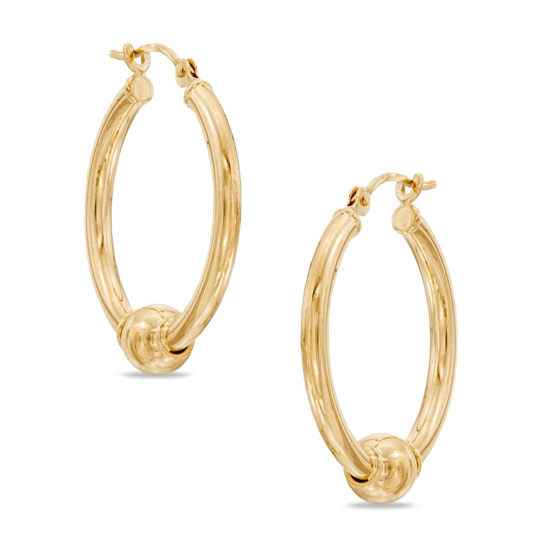 Main Image 1 of Bead Hoop Earrings in 14K Gold