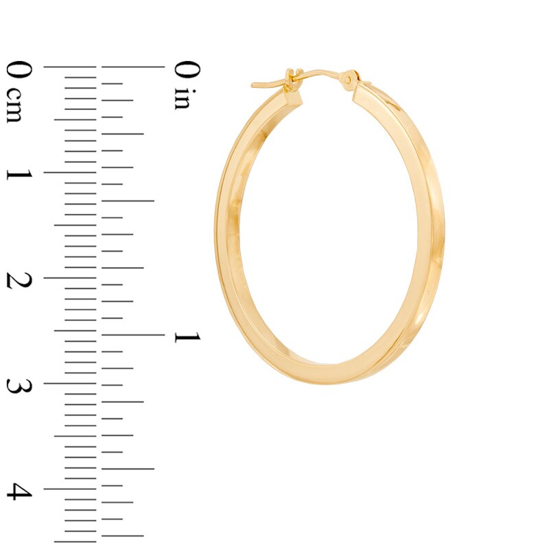 30mm Square Tube Hoop Earrings in 14K Gold