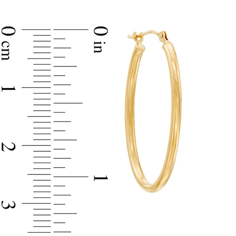 36mm Textured Oval Hoop Earrings in 14K Gold