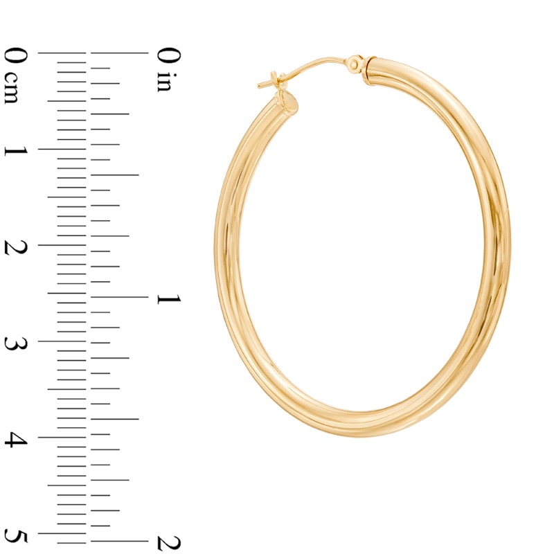 40mm Round Tube Hoop Earrings in 14K Gold