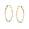 Thumbnail Image 1 of 23mm Textured Round Tube Hoop Earrings in Tri-Tone 14K Gold