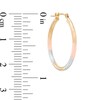 Thumbnail Image 2 of 23mm Textured Round Tube Hoop Earrings in Tri-Tone 14K Gold
