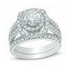 Thumbnail Image 1 of 2-1/5 CT. T.W. Diamond Double Frame Bridal Set in 14K White Gold