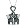 Thumbnail Image 1 of 1/4 CT. T.W. Enhanced Black and White Diamond Kissing Elephants Pendant in Sterling Silver
