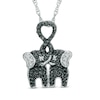 1/4 CT. T.W. Enhanced Black And White Diamond Kissing Elephants Pendant In Sterling Silver