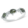 1/4 CT. T.W. Light Green And White Diamond Three Turtle Ring In Sterling Silver