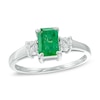 Thumbnail Image 1 of Emerald-Cut Emerald and 1/6 CT. T.W. Diamond Ring in 14K White Gold