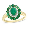 Thumbnail Image 0 of Oval Emerald and 1/6 CT. T.W. Diamond Double Frame Ring in 14K Gold