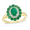 Thumbnail Image 1 of Oval Emerald and 1/6 CT. T.W. Diamond Double Frame Ring in 14K Gold
