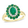 Thumbnail Image 0 of Oval Emerald and 1/6 CT. T.W. Diamond Double Frame Ring in 14K Gold