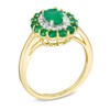 Thumbnail Image 2 of Oval Emerald and 1/6 CT. T.W. Diamond Double Frame Ring in 14K Gold